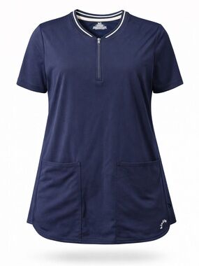 Kindly Yours size XL Women's Navy Short-Sleeve Zip scrub with Front Pockets